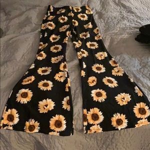 Sunflower bell bottom pants